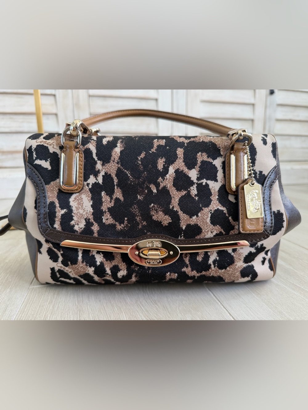 Coach Madison Ocelot Leopard Satchel 25642